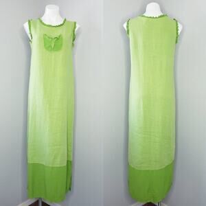 Russ Berens Malibu Linen Maxi Dress Green Tank Women's XS Made In USA